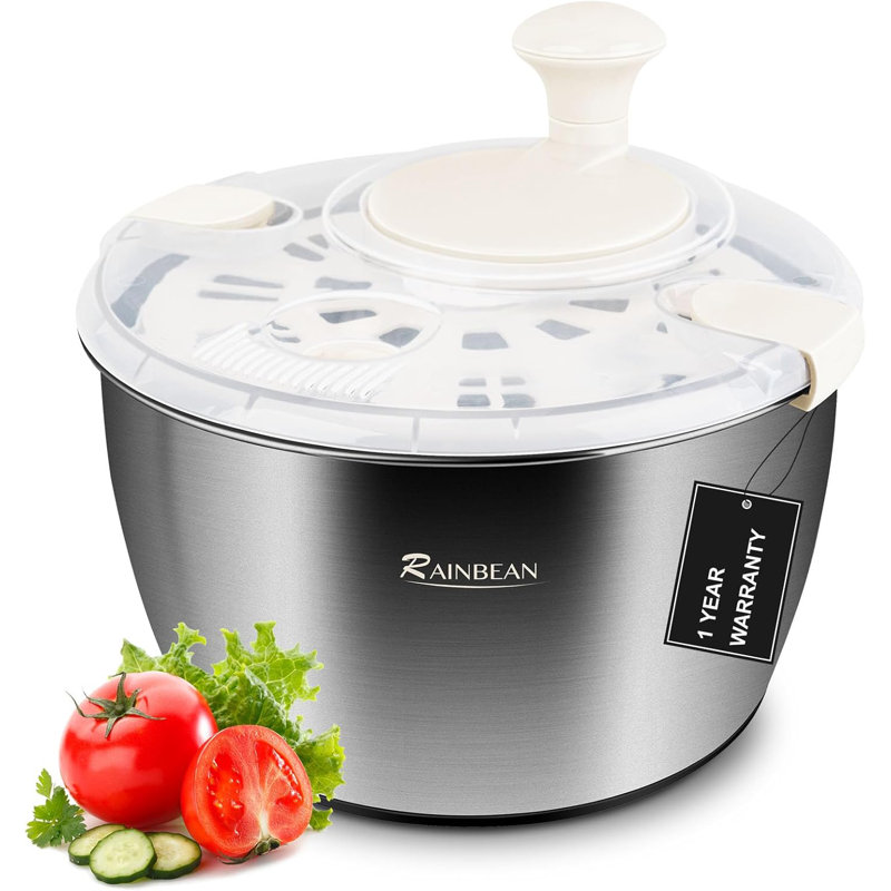 Essoreuse à salade RAINBEAN - Grande essoreuse à laitue et à légumes en acier inoxydable de 5 pte avec passoire multi-usage, laveuse, essoreuse, fruits secs et légumes