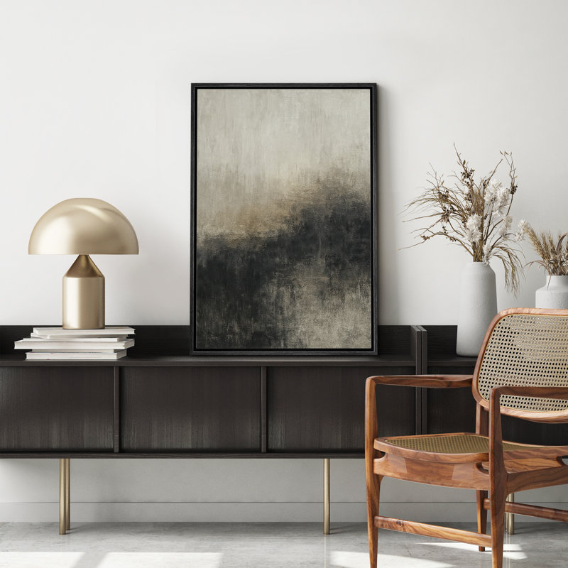 «Gray and Black Abstract Art», reproduction d'art sur toile encadrée, H 36 po x l 24 po x P 1,5 po, Cadre flottant noir