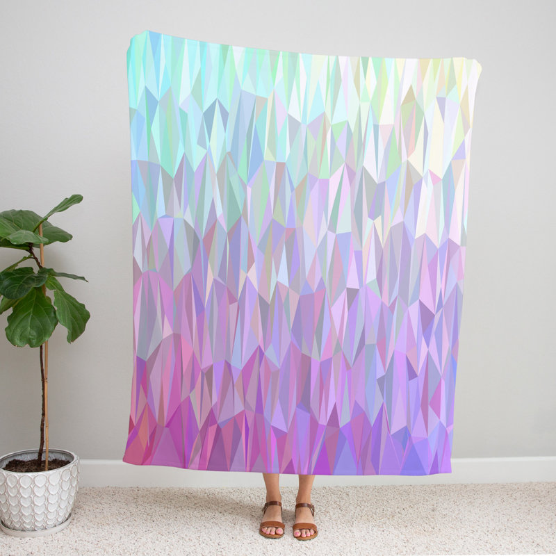 Throw Blanket, 68" W x 80" L, Abstract, Pink/Blue/Purple