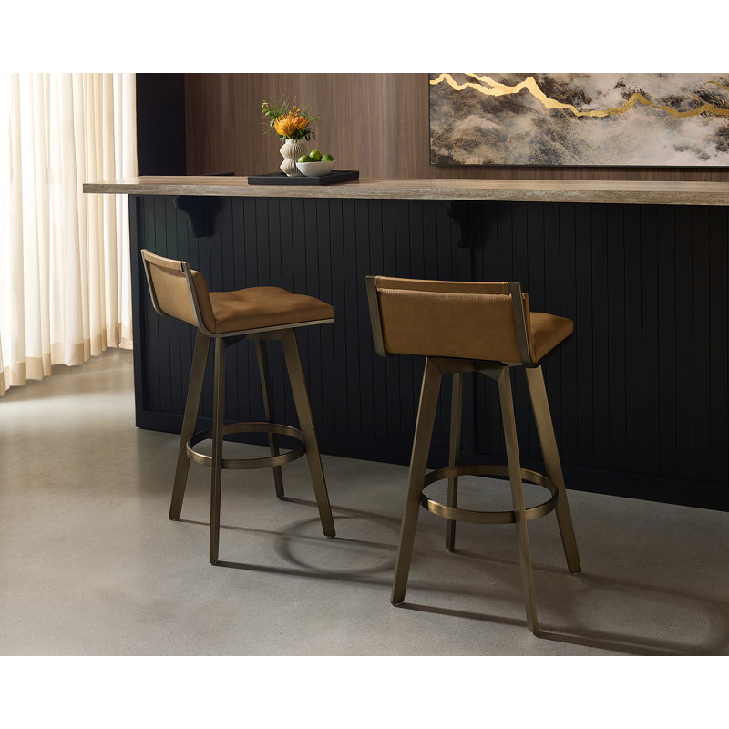 Arizona Swivel Bar & Counter Stool, Brown, Bar Stool (30" Seat Height), Stainless Steel