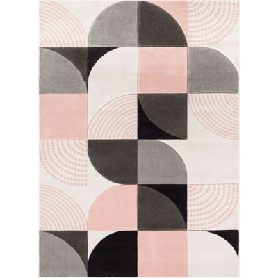 Tapis rose / gris / noir Clyte