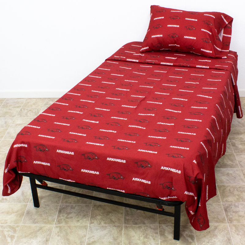 NCAA Sheet Set, Twin XL Sheet Set + Fitted Sheet + Pillowcase, Arkansas