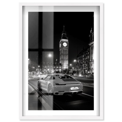 «London Nightly visit Shadowbox», reproduction d'art mural par Notoriart, cadre blanc, 10 x 15