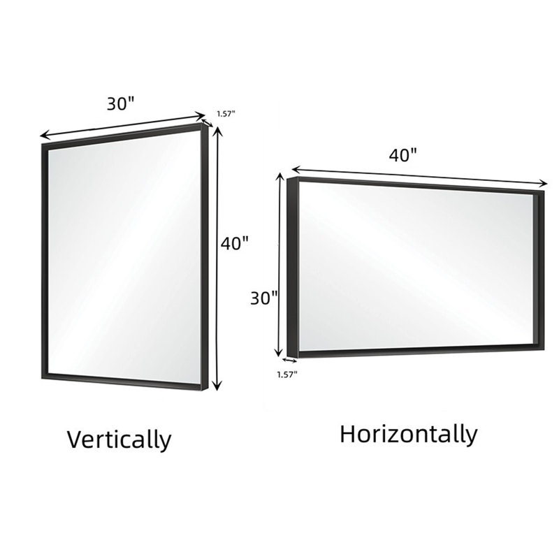 Miroir de salle de bain Bilan, 30 po x 40 po, Noir