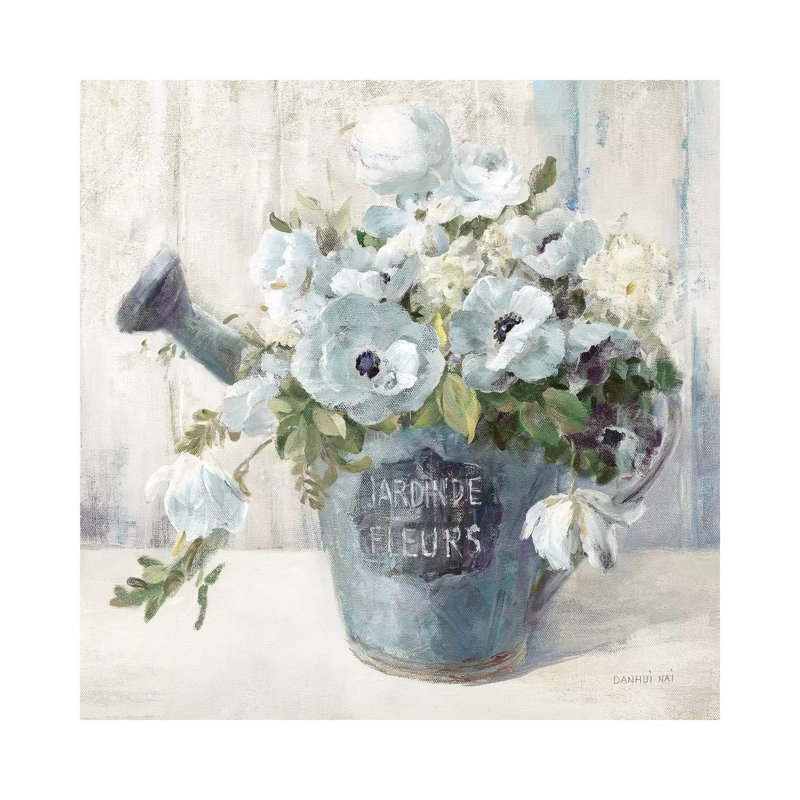 «Garden Blooms II in Blue» par Danhui Nai - reproduction d'art, H 26 po x l 26 po x P 1,5 po, Toile tendue, Pas de tapis