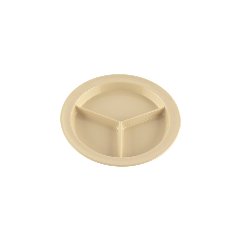 3 assiettes à 3 compartiments, ensemble de 4, Brun clair