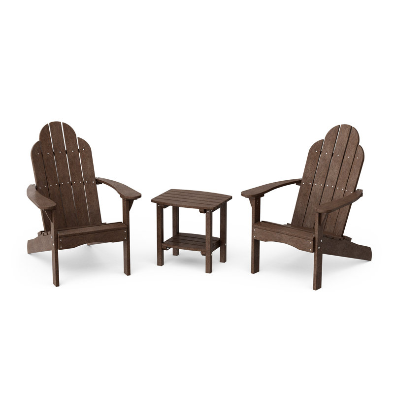 Classic 3-Piece Adirondack Set with Side Table, Tudor Brown