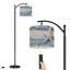 Lampe sur pied Arc avec abat-jour réglable Étoile de mer blanche Lampe de table en bois vieilli bleu blanc avec 3 températures de couleur à intensité variable avec mât pour la chambre à coucher