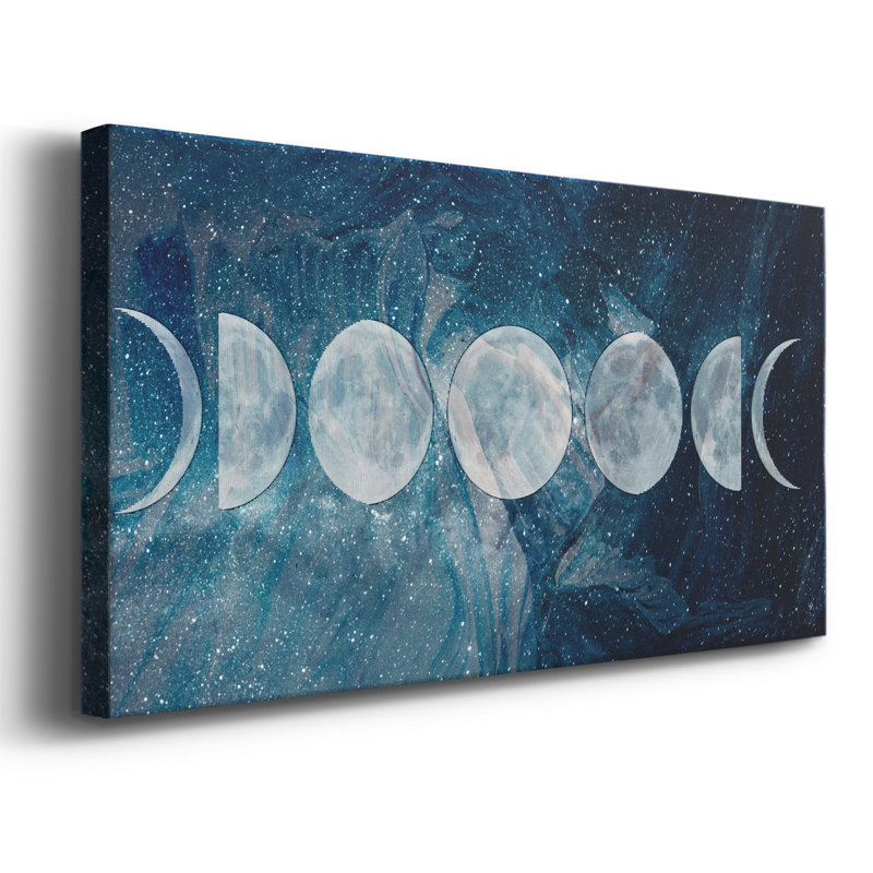Phases de lune - reproduction sur toile tendue, H 16 po x l 8 po x P 1 po