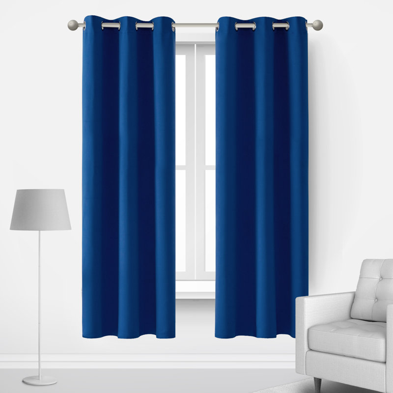 Lompoc Room Darkening Grommet Curtain Panels, 42" W x 63" L, Royal Blue