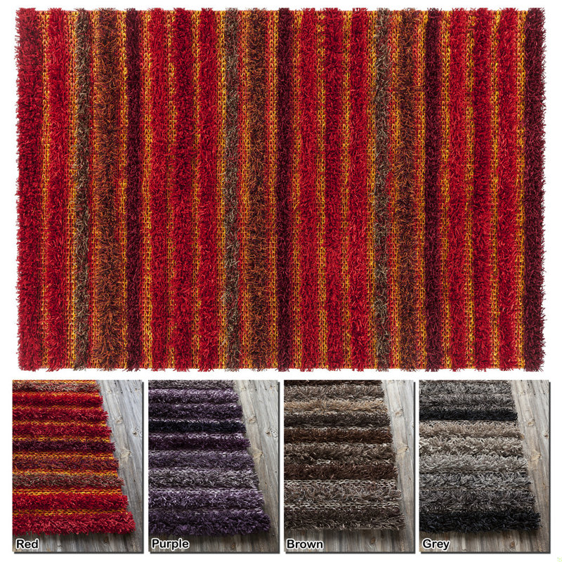 Tapis en polyester tissé à la main rouge, bourgogne et jaune Gherardo, 7 pi 9 po x 10 pi 6 po