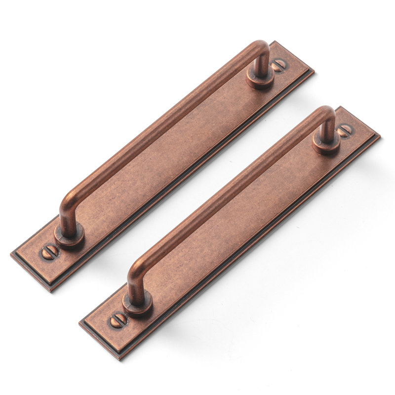 Sleek Bar Pull With Backboard Multipack, 5", Antique Copper