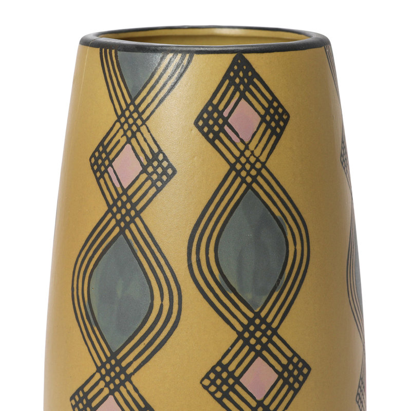 Hand Painted Stoneware Vase With Pattern