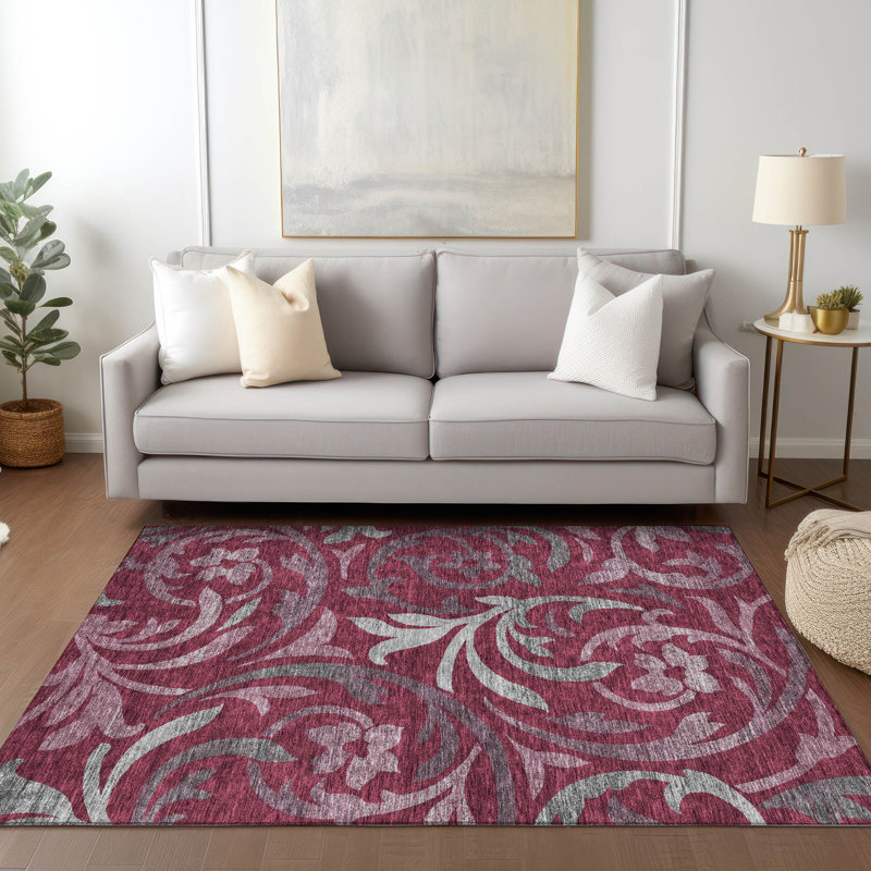 Washable Floral Indoor / Outdoor Rug, Rectangle 10' x 14'