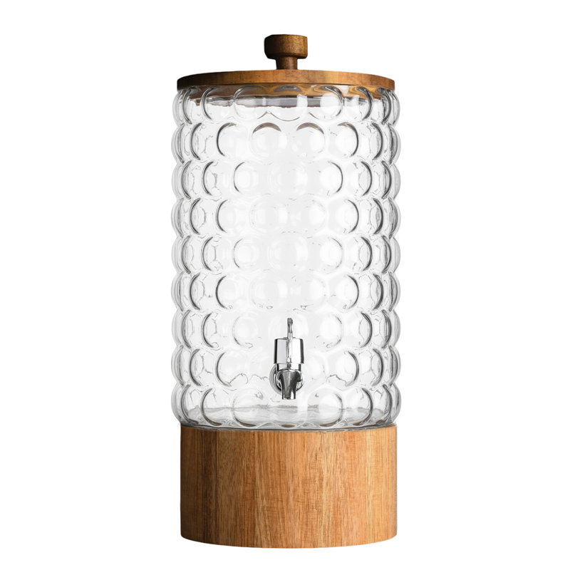 Distributeur de boissons Palermo avec couvercle et base en bois 2 gallons