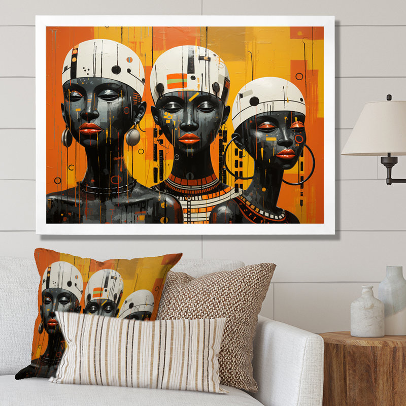 Minimalisme des tribus d'Afrique II sur toile, Cadre simple blanc, H 34 po x l 44 po x P 1,5 po