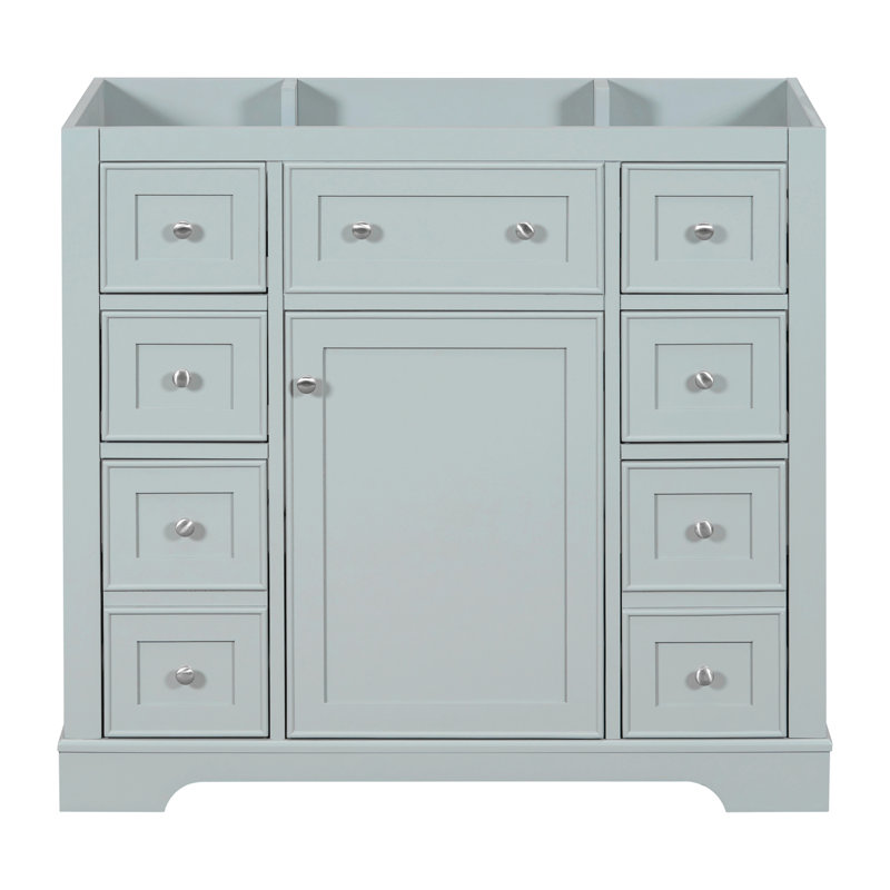 Meuble-lavabo 36 po sans lavabo, base d'armoire seulement, une armoire et six tiroirs, Vert