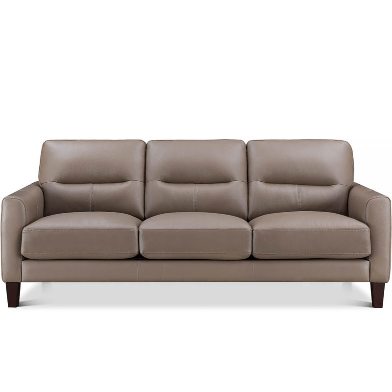 Schneider Top Grain Leather Sofa Couch, Chloe Heathered Gray