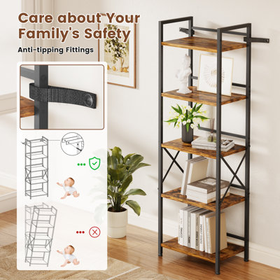Santana 57.9" H X 18.5" W Standard 5-shelf Storage Etagere Bookcase