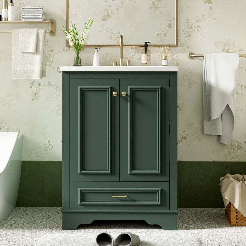 Meuble-lavabo pour salle de bain, Argent argent, Bleu gris