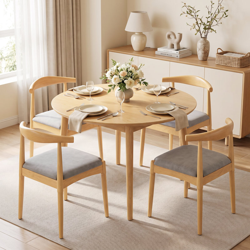 Chaises de salle à manger en bois massif, chaises d'appoint rembourrées sans accoudoirs avec assise rembourrée pour bureau à domicile (lot de 2)