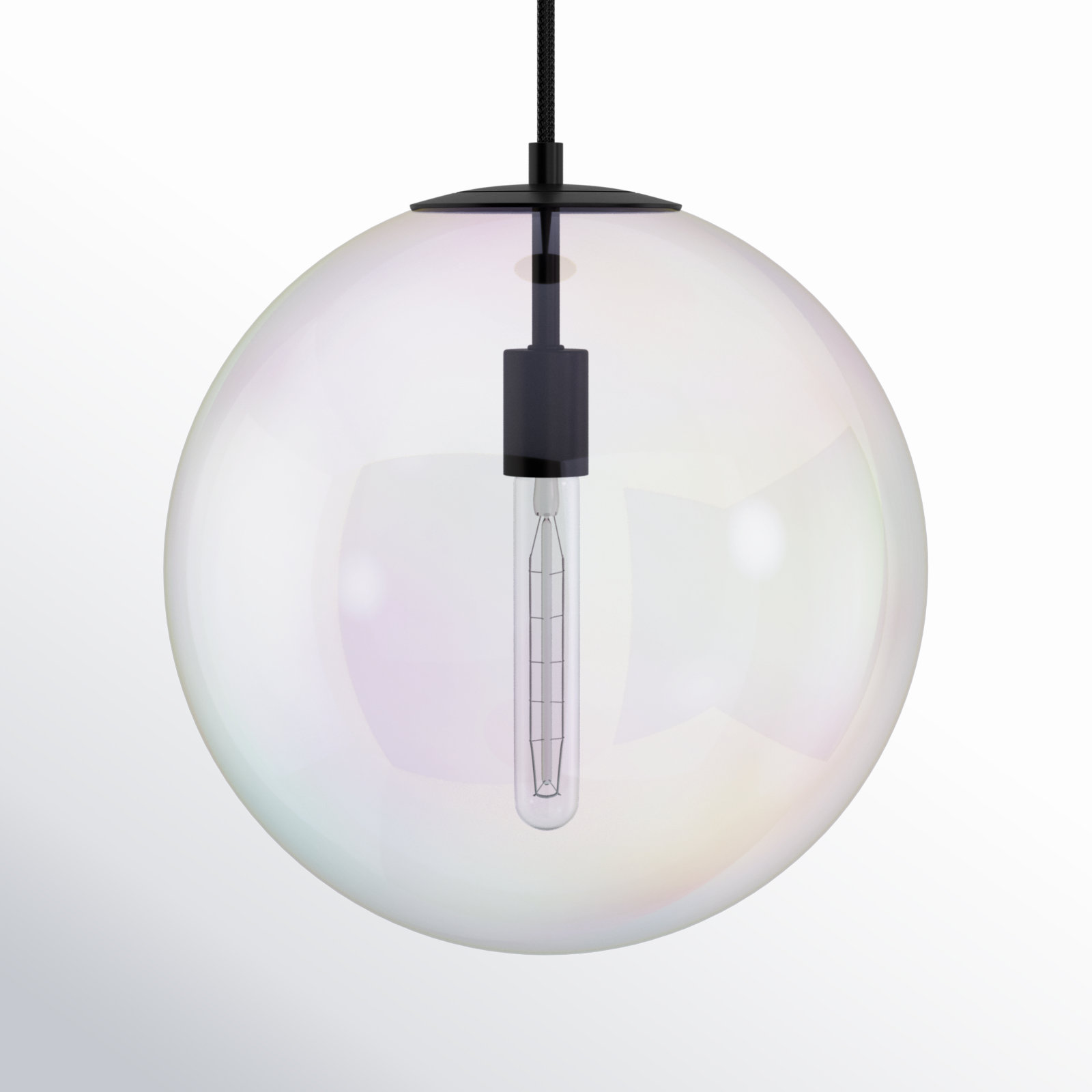 Ricura Single Light Glass Pendant, Matte Black, Blue, 14.75" x 14" x 14"