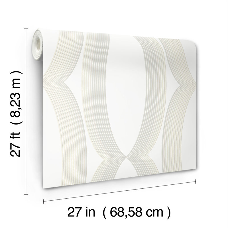 Progression Ogee Geometric Shapes Roll, White