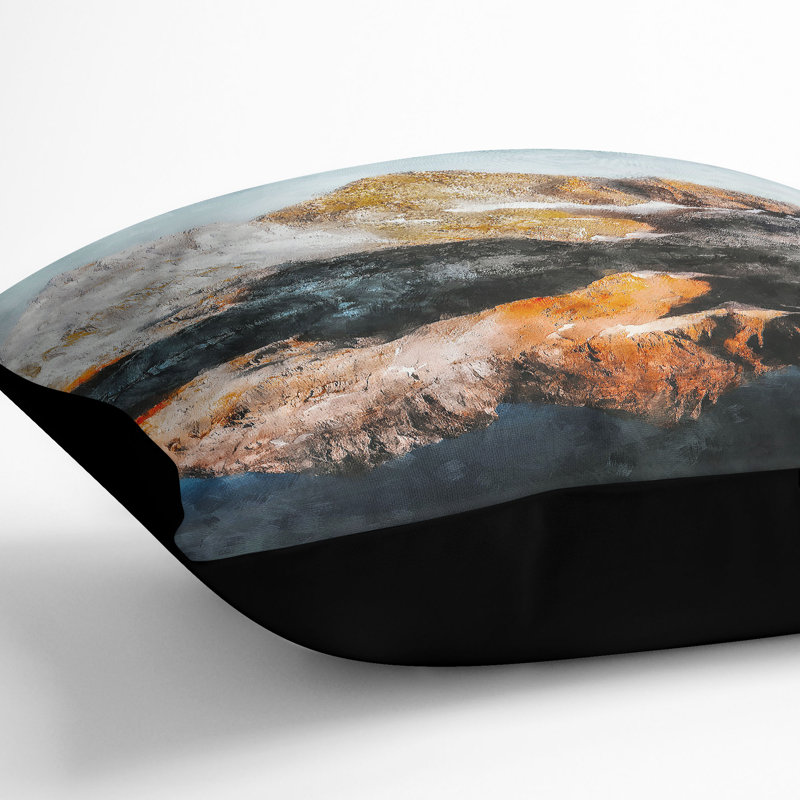 Reflection of the Alps Painting Cushion with Filling, Black, 40cm H x 40cm W x 15cm D