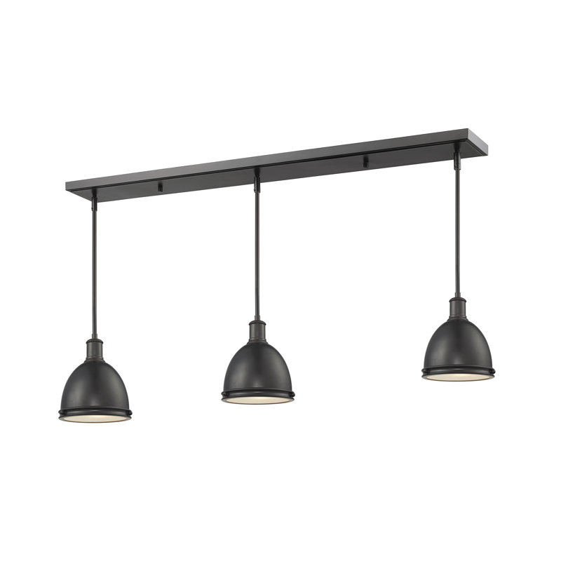 Luminaire suspendu linéaire pour îlot de cuisine 3 lumières Marquise, H 9,75 po x l 50 po x P 8 po, Nickel brossé