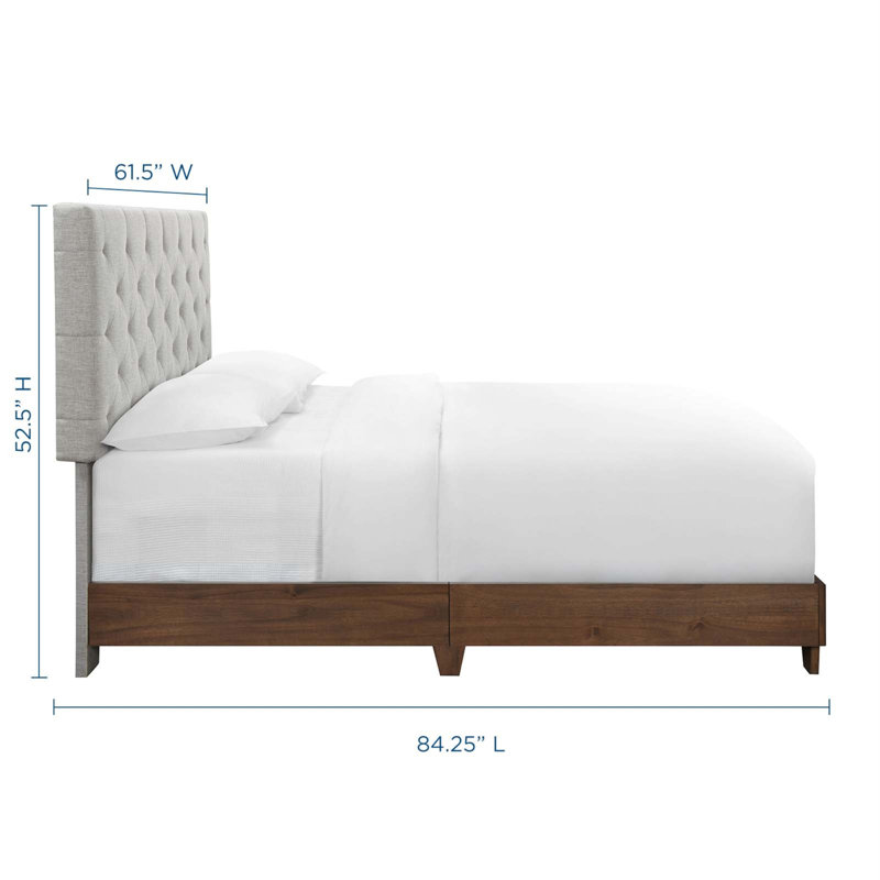 Grand lit performance en velours Rhiannon, Mélange de polyester beige