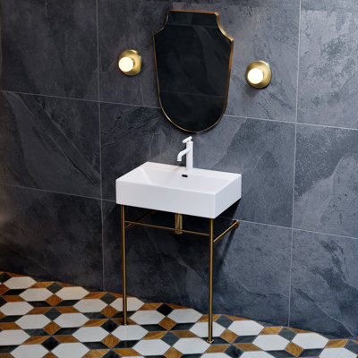 Claire 24 Ceramic Console Sink White Basin Chrome Legs