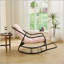 Chaise berçante d'extérieur avec coussin épais ultra-confortable, parfaite pour le salon, la chambre à coucher et le coin lecture, structure noire avec coussin rose