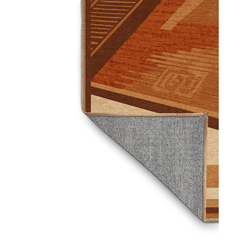 Tapis d'inspiration mondiale Zack lavable à la machine - reliure brun clair, 7 x 9