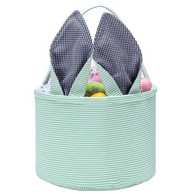Easter Basket Easter Egg Hunting Basket Easter Bunny Basket Candy Egg Basket Gift Buckets Seersucker Egg Basket Bags For,Personalized Bags