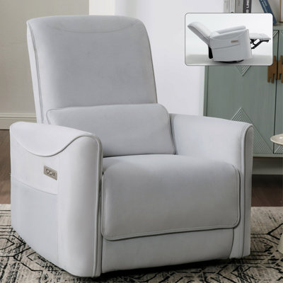 Fauteuil inclinable électrique pivotant et berçant Leatheraire, mécanisme de mouvement robuste avec ports USB et Type-C