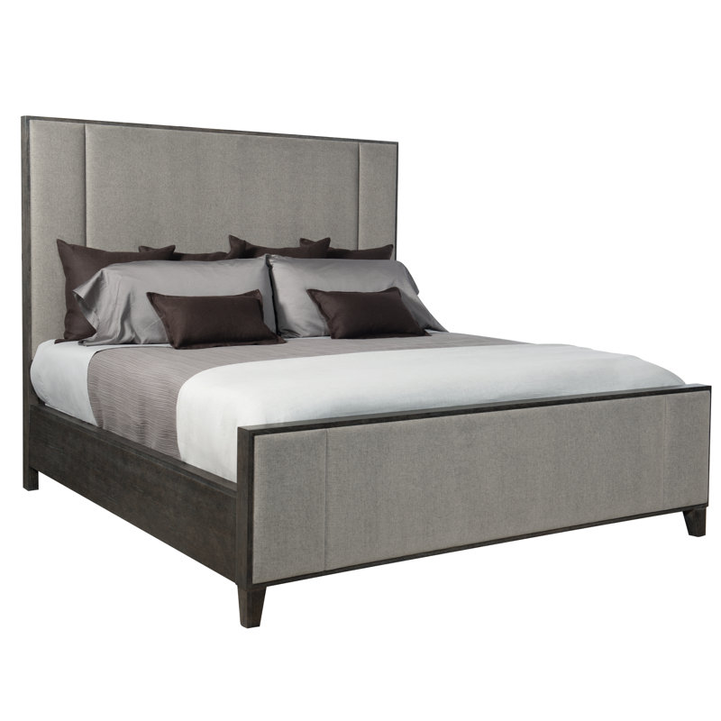 Linea Upholstered Standard Bed, King, Linea - Cerused Charcoal Finish