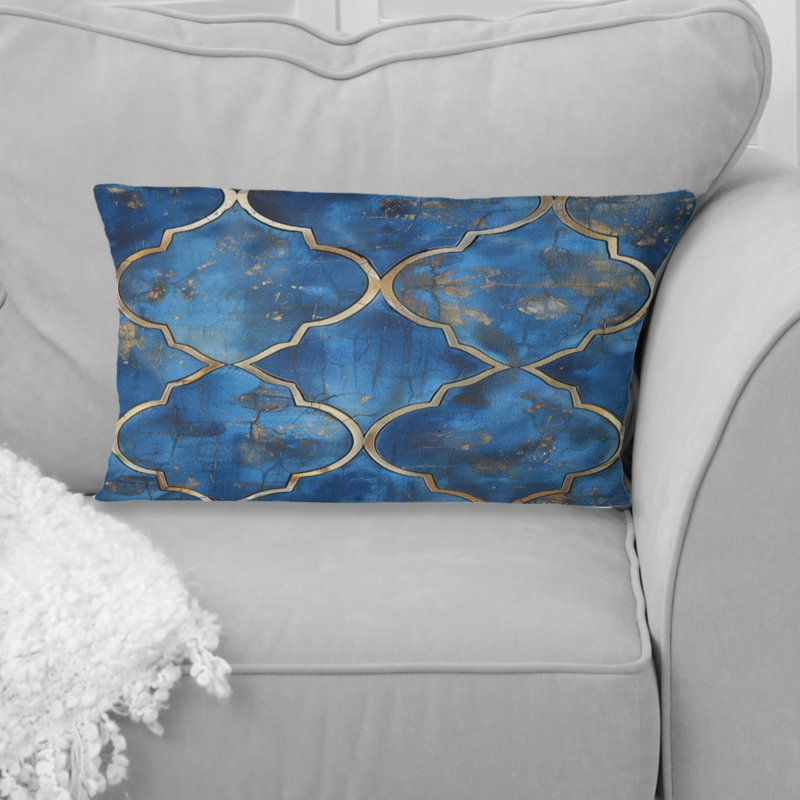 Coussin lombaire bleu Modern Trellis V - Modern