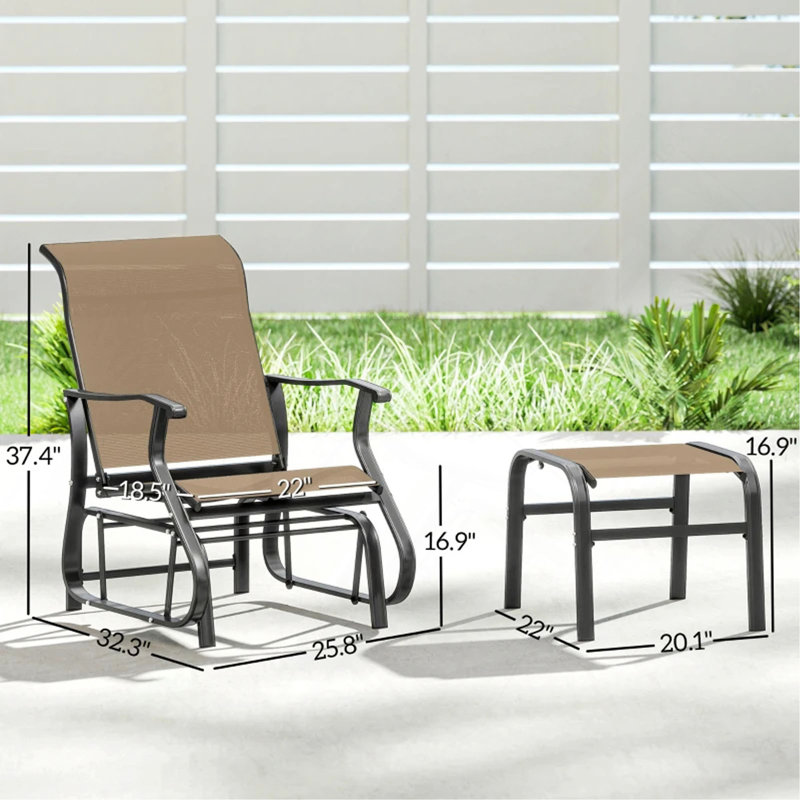 Fauteuil oscillant d'extérieur confortable à haut dossier