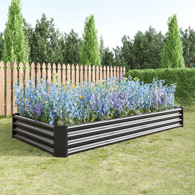 Metal Raised Bed For Gardens, 7.6'X3.7'X0.98', Black, Encourages Plant Growth And Health 7.6X3.7X0.98Ft Garden Bed, Enhances Aesthetics