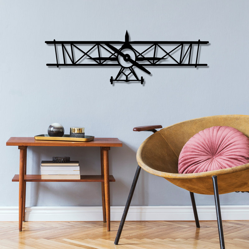 Accessoire mural décoratif en métal, finition noire, 27,6 po x 9,1 po | 100% métal, épaisseur: 0,06 pouce | Léger à 1,8 lb, facile à suspendre | Décoration moderne moderne, parfaite pour les murs de salon et de bureau