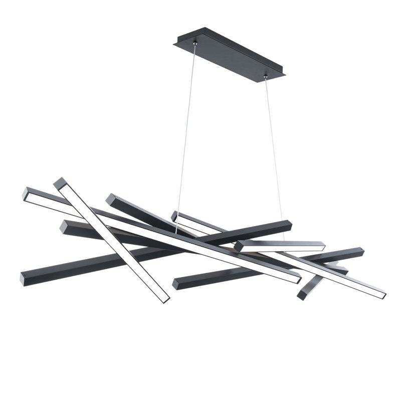 Luminaire suspendu linéaire à DEL à intensité variable 3000K Parallax, Noir, H 10,88 po x l 55 po x P 13,6 po