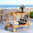 Black Metal & Wood Bar Cart With Shelf - Mobile, 42.79" W X 22.62" D 30.69" H, Wine Bottle Storage Compatible Slat Design Metal, Holder, 42.79"W 22.62"D 30.69"H,