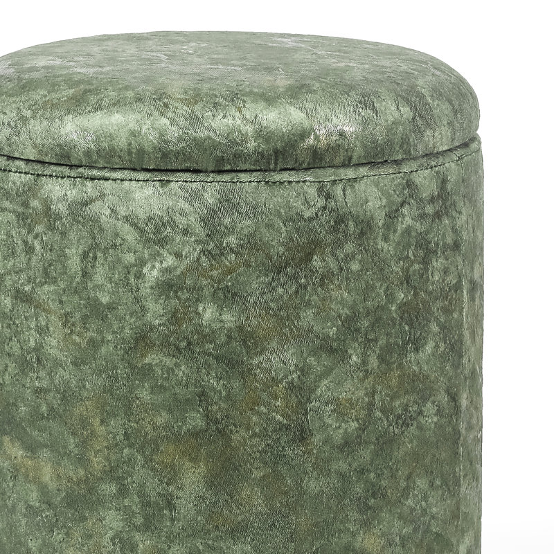 Tabouret de rangement rond, Velours rose, Or