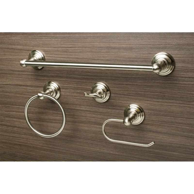 Ensemble de quincaillerie de salle de bain 4 pièces Boulder, Nickel satiné