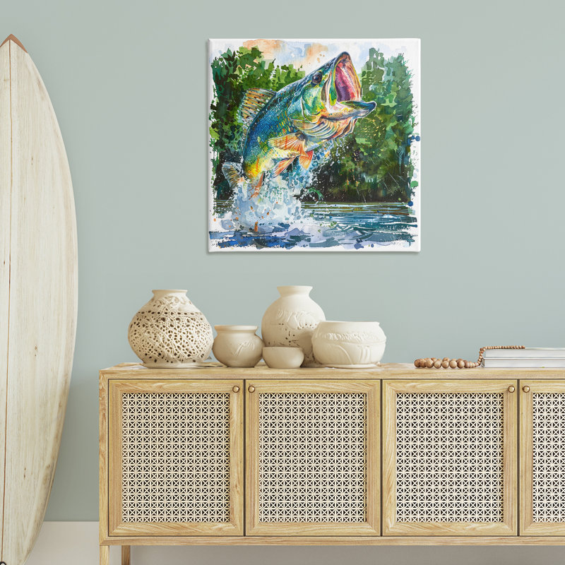  "Splashing Bass Fish", art mural par LSR Design Studio, H 36 po x l 36 po