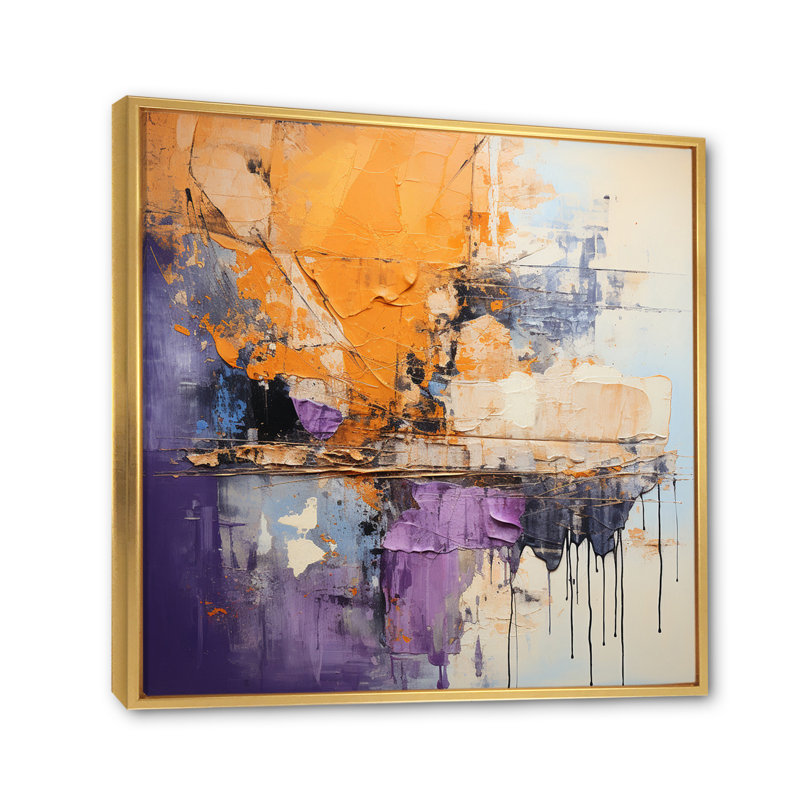 Collage Impressions V - reproduction sur toile tendue, H 36 po x l 36 po x P 1,5 po, Cadre flottant doré