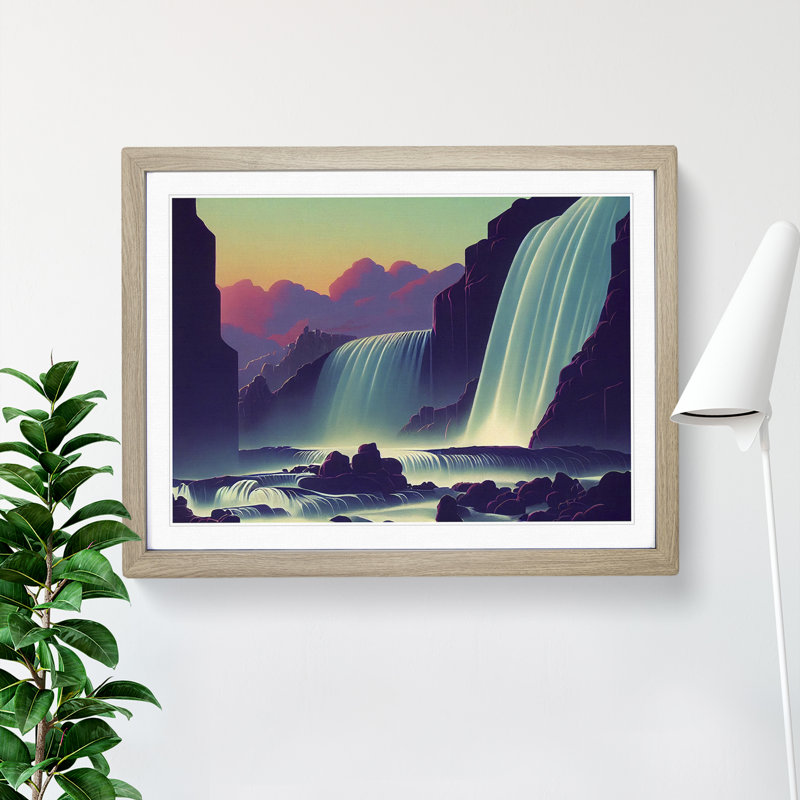 Waterfall - Framed Print, 34cm H x 46cm W, Oak Framed