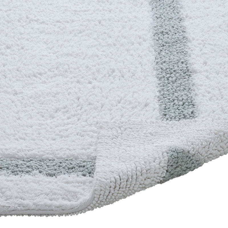 Broshous Premium 100% Cotton 2370 GSM 2-Piece Bath Rug Set, Ultra Plush Tufted Bathroom Mats, Super Absorbent OEKO-TEX® Certified, Reversible, Machine Washable, Spa-Like Comfort, White/Blue