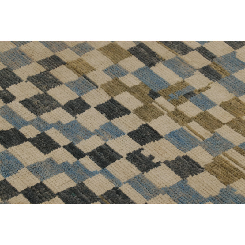 Moroccan Hand Knotted Abstract Area Rug, Runner 3' x 10'