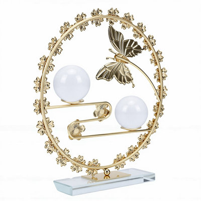 Figurine en métal artificielle boule de cristal sculpture ornement décoration de la maison statue de fleur forme d'art